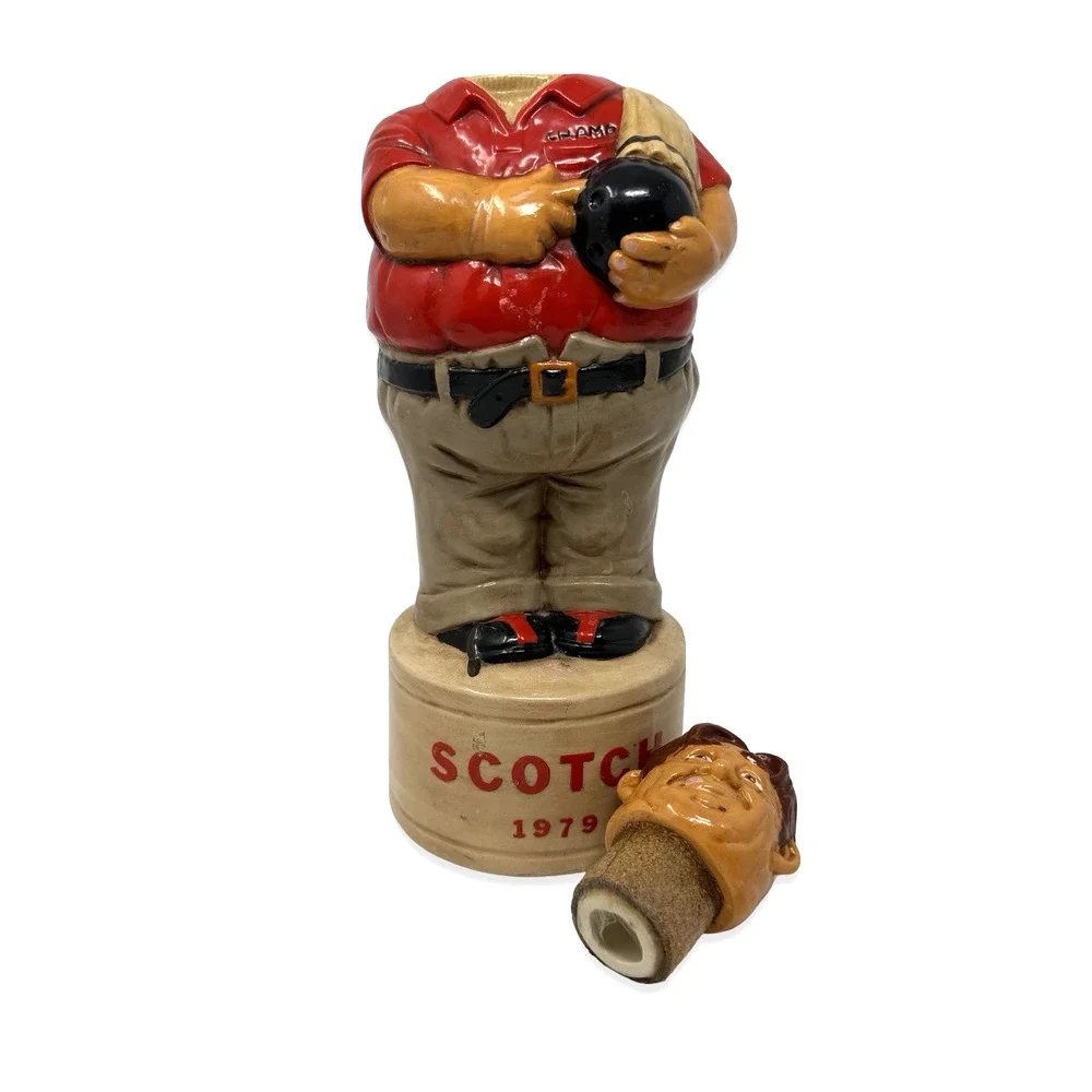 1979 Alberta’s Molds Bowler Scotch Decanter 300 Club Ceramic Barware Vintage